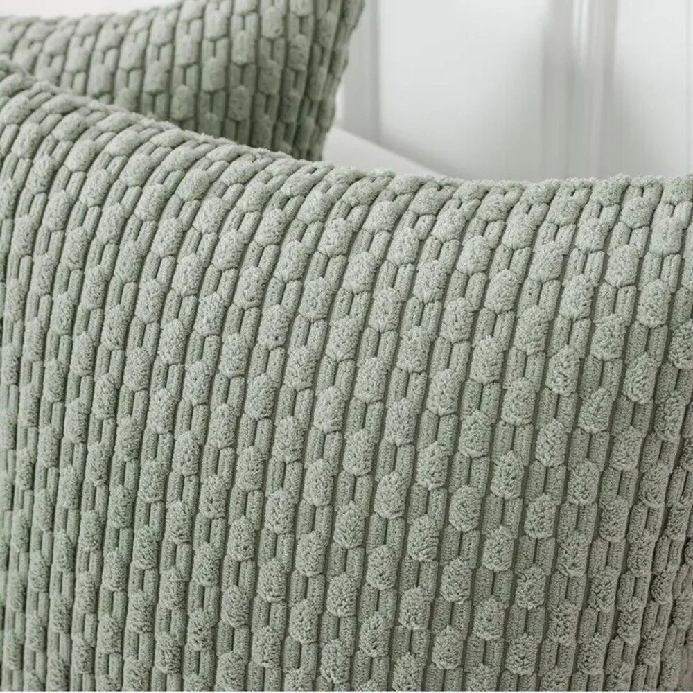 Throw Pillow Covers Soft Corduroy Decorative 21x21in Set Of 2 Grayish Green